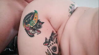 obese tatted plus-size patched up